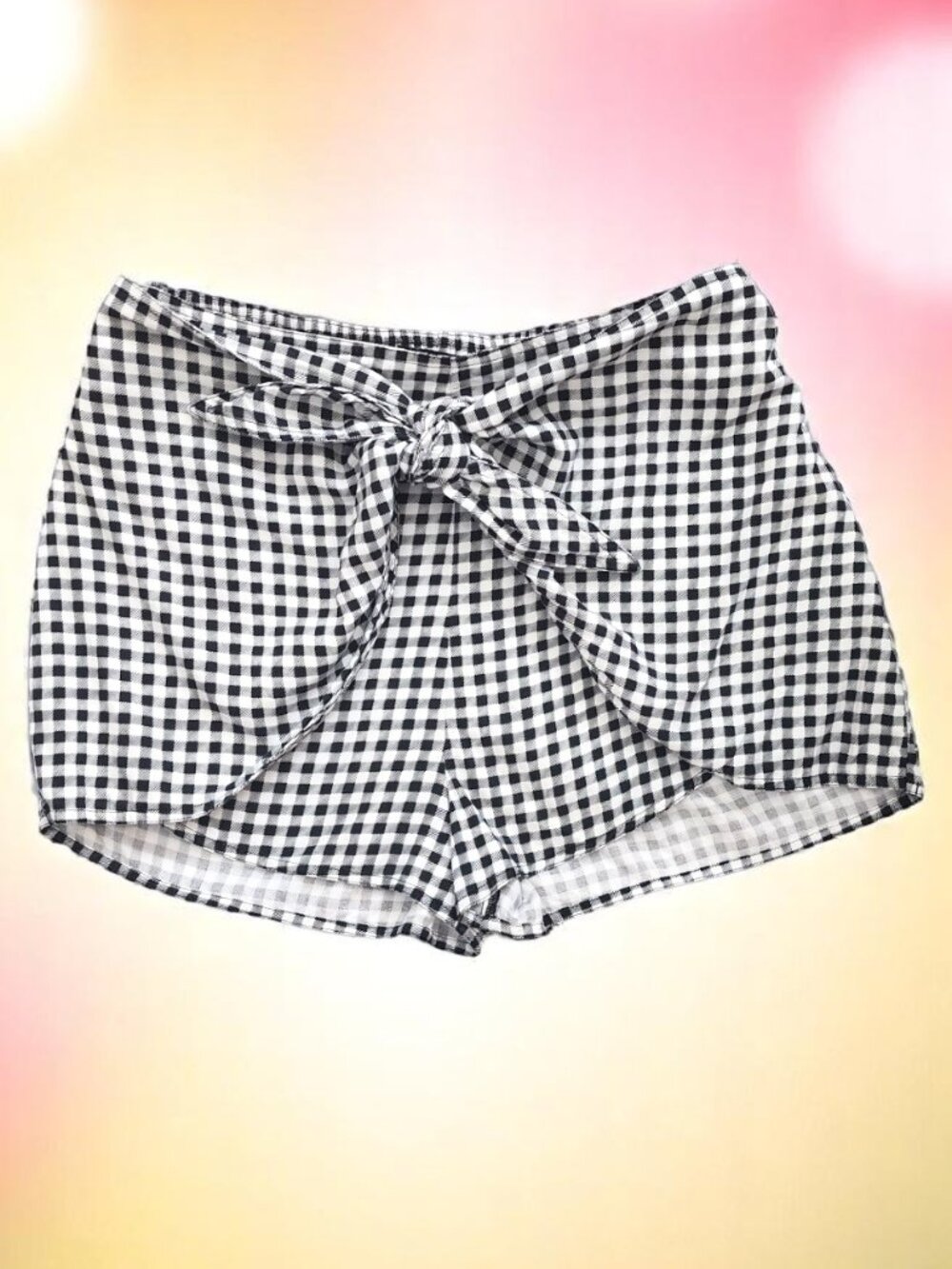 Abercrombie & Fitch S Black and White Check Shorts with Front Tie